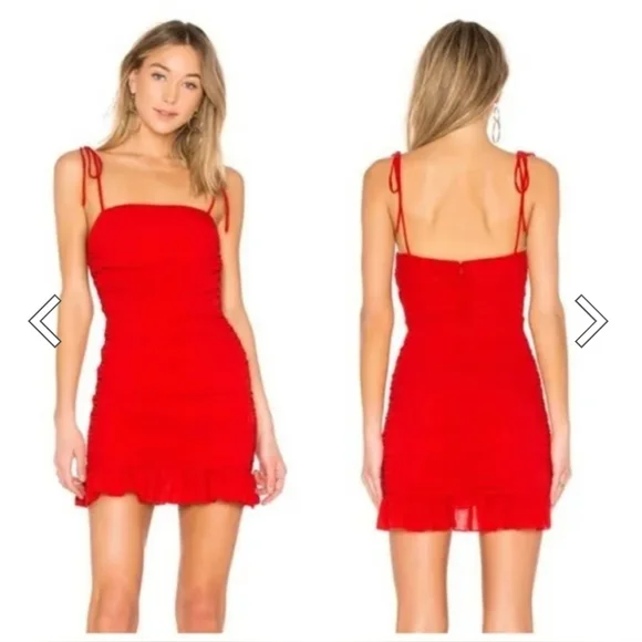 Lovers + Friends Amy Red cherry Mini Dress Size Small | EUC Revolve $148 - Picture 1 of 13
